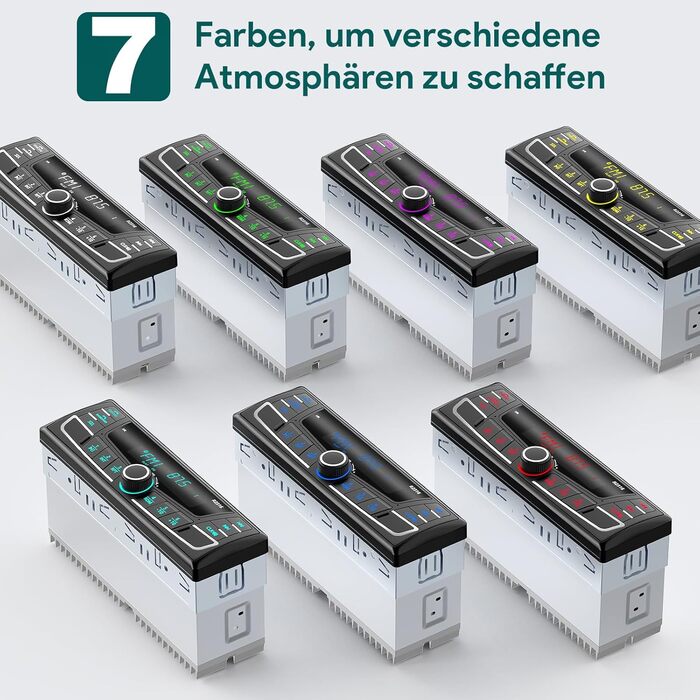 Автомобільна магнітола Wistrue 1DIN з Bluetooth, RDS, FM/AM, USB, AUX, SD, MP3, підсвічування 7 кольорів, для iOS та Android