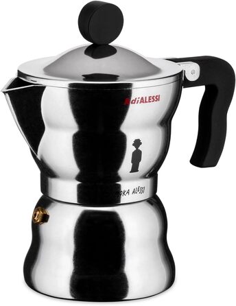 Еспресо-кавомашина Alessi AAM33/6 Design - 3 чашки, алюмінієвий корпус, термопластик, срібна