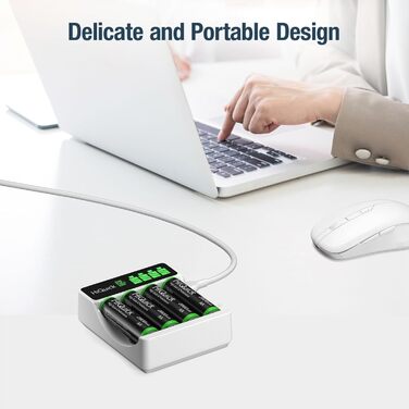 Зарядний пристрій HiQuick для акумуляторів NI-MH/NI-CD AA/AAA з LCD-дисплеєм, 4 слоти, швидка зарядка