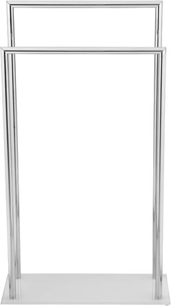WENKO Style Towel Rail with 2 Bars, Heavy Glass Base, Glossy