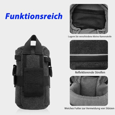 Чохол для об'єктива камери, чорний, з парусини, XL (10.5 x 18.5 см)