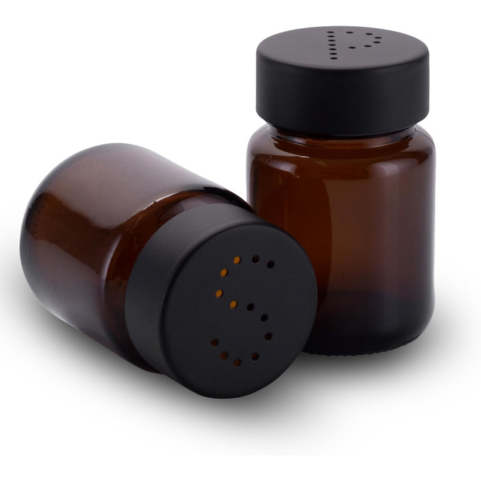 Salt and Pepper Shaker Set in Brown Glass - Salt Shaker with Stainless Steel Lid – Shakers for Pepper and Salt - Small and Modern Table Shakers - Salt & Pepper - 5 Sets