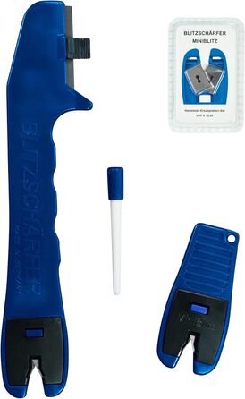 BLITZSCHÄRFER Knife Sharpener Blitzschärfer Portable Manual Knife Sharpener Mini Blitz Ceramic Sharpener and Replacement Carbide Plates Set of 4