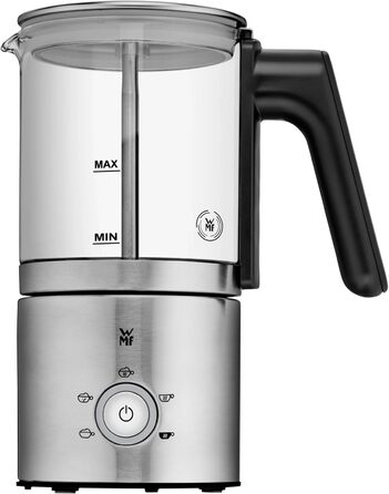 Електричний пінозмішувач WMF Stelio, 500 Вт, 150-250 мл, з антипригарним покриттям, бездротовий, для гарячого та холодного молока, какао, Cromargan матовий/сріблястий