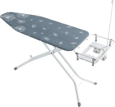 Прасувальна дошка WENKO Professional, металева, 130x98x48 см, з полицею для праски та розеткою, біло-сіра