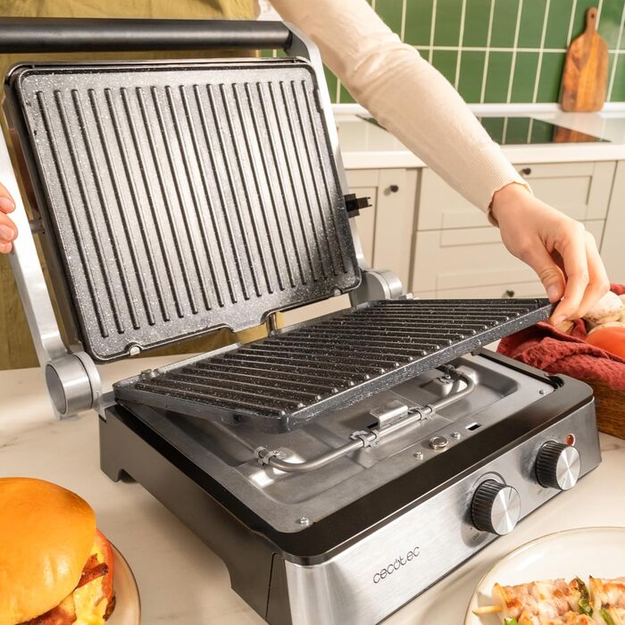 Cecotec Rock'nGrill Blaze Electric Grill. 2400W, RockStone coating, Easy cleaning, 180º opening, BPA-free, Grilling surface 29x23 cm, Adjustable temperature 2400 W | Blaze