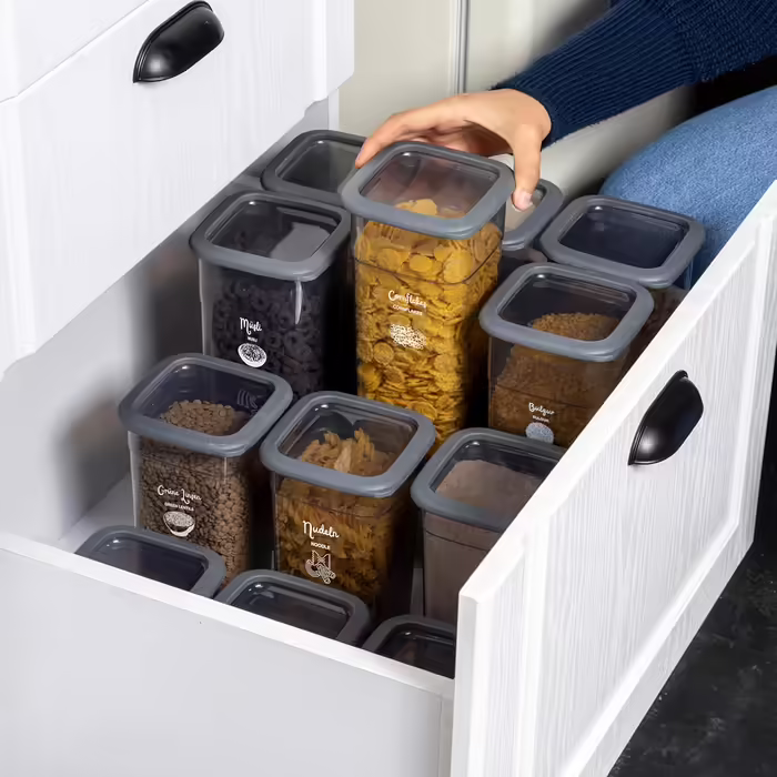 Airtight Food Storage Containers with Lids, Set of 12, 0.74 L Storage Containers, Kitchen Organizer Boxes, BPA Free, Kitchen Storage & Organization for Cornflakes, Flour, Cereal