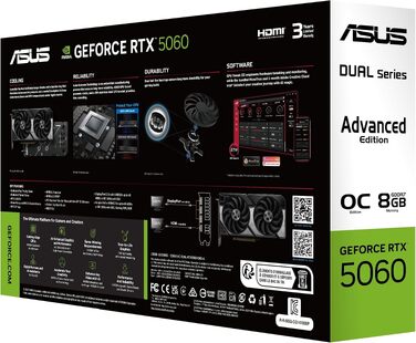 Ігрова відеокарта ASUS TUF Gaming GeForce RTX 5060 OC Edition 8GB GDDR7, PCIe 5.0, DLSS 4, чорна