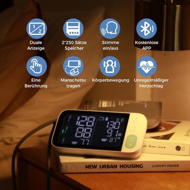 Тонометр на плече CheckMe з великим екраном, Bluetooth, виявлення аритмії, для вагітних та діабетиків, 22-45 см, чорний