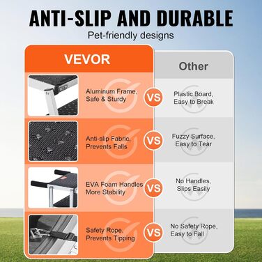 Сходинка для собак VEVOR: 5-ступенева автотреп'я для собак, легка алюмінієва конструкція, протиковзна поверхня, для авто, SUV та LKW