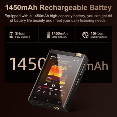 Портативний аудіоплеєр Oilsky з Bluetooth та WiFi, 80GB, Android 9.0, 2.8