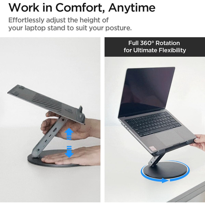 Підставка для ноутбука Spigen ArcDock 6-в-1 з док-станцією (Space Grey) - USB-C, HDMI 4K, для MacBook, iPad, Notebooks до 15.6