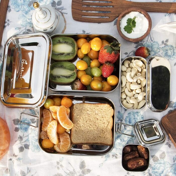 Premium Stainless Steel Lunch Box & Lunchbox Set | Rust-Free & Sustainable | Dishwasher Safe | Gift for Kids | Includes 2 Mini Containers | BPA-Free