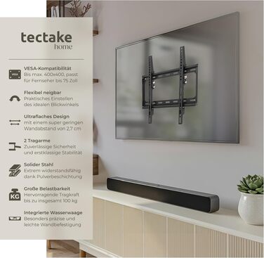 Настінний кронштейн для телевізора tectake® нахильний, для ТВ 26
