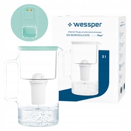 Скляний фільтраційний глечик Wessper D2 BOROSILICATE FF 3л, м'ятний + фільтр