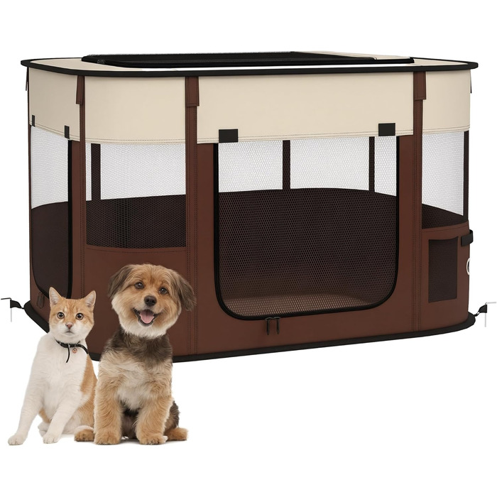 Клітка для собак та котів PawHut M, розкладна, з сумкою для перенесення, 94x74x60 см