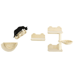 PawHut Cat Climbing Wall 4-Piece, Cat Scratching Post with Climbing, Cat Ladder, Hammock, Jumping Platform, Wall Scratching Post for Cats up to 5 kg