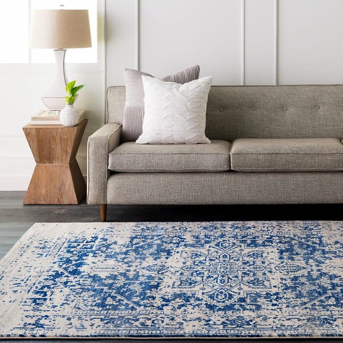 Surya Syracuse Vintage Rug Large - Rug Living Room 200x274 cm, Dining Room, Bedroom - Oriental Rug Boho Style - Carpet Living Room, Colorful Pattern, Blue and Beige Blue and Beige 200 x 280 cm