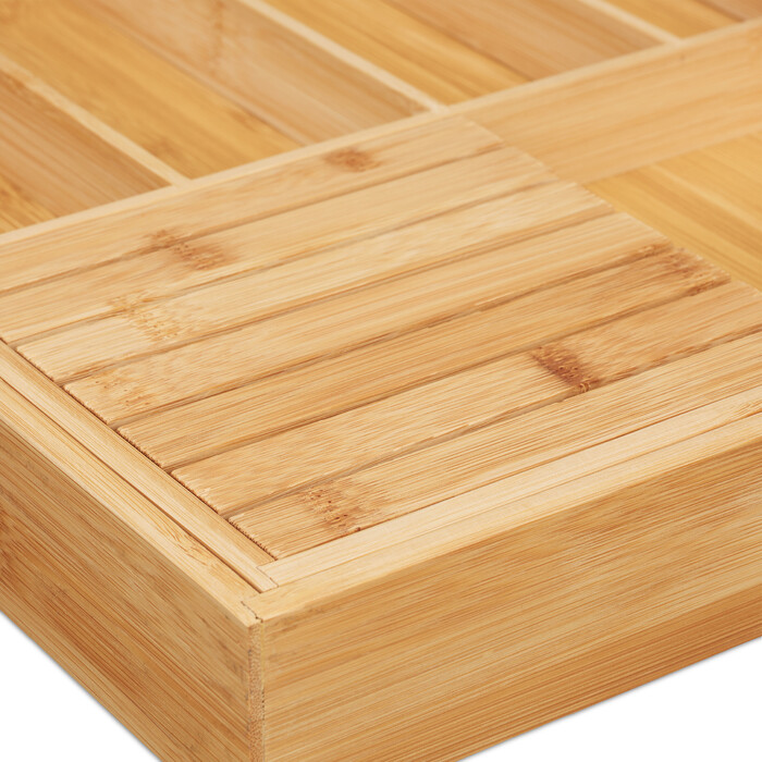 Relaxdays Extendable Bamboo Cutlery Box
