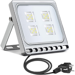 papasbox LED Floodlight Floodlights Spotlights, LED Floodlight Construction Light with Plug Waterproof IP65, 3000K Warm White, Ideal Wall Light Outdoor Lighting for Garden, Garage, Hotel (Cool White, 20W)