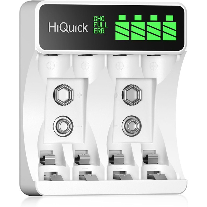 Зарядний пристрій HiQuick для акумуляторів NI-MH/NI-CD AA/AAA з LCD-дисплеєм, 4 слоти, швидка зарядка