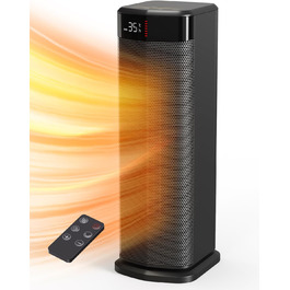Електричний обігрівач QEXREED 2000W з PTC, 4 режими, термостат, осциляція 180°, таймер 24г, пульт, захист від перекидання та перегріву