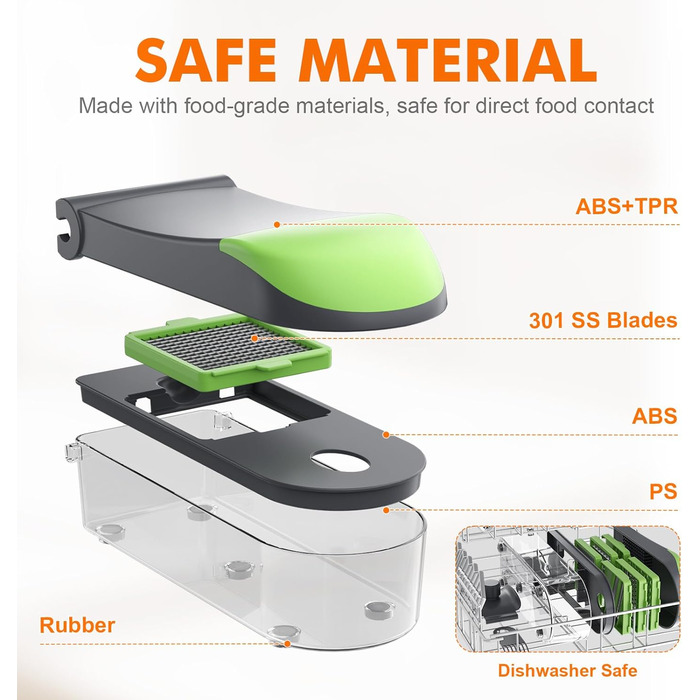 Ibergrif M521 – Мультифункціональний подрібнювач овочів 6-в-1, 1200 мл, чорно-зелений