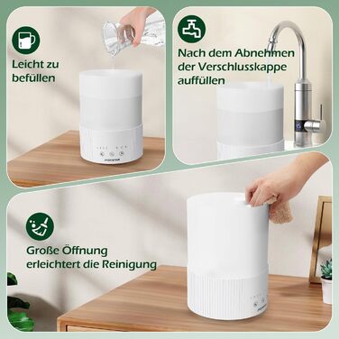 Зволожувач повітря Aigostar 2.5L з нічним світлом, 28dB, 3 режими, аромадифузор, для дитячої кімнати, рослин, немовлят