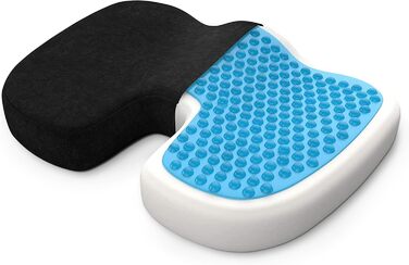 Ортопедична подушка для сидіння Bonmedico з Memory Foam Gel - для авто, офісу, інвалідного візка. Чорний велюр (Стандарт)
