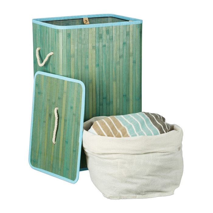 Relaxdays Bamboo Laundry Basket, Square