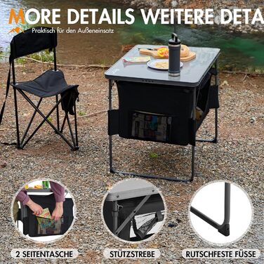 Складний кемпінговий стіл Portal зі зберіганням, портативний міні-стіл для пікніка, саду, балкону