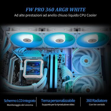 Система водяного охолодження TR FW PRO 360 ARGB AIO з IPS LCD дисплеєм 320x320, сумісна з AM5 та Intel 1700/1851, висока продуктивність, 2.73