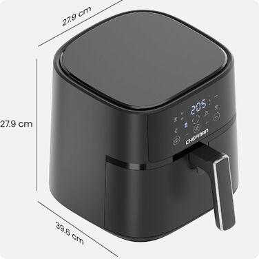 Фритюрниця Chefman 5.7L з Hi-Fry технологією, чорна: швидка, компактна, з антипригарним покриттям та сенсорним керуванням