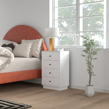 HOMCOM Chest of Drawers Sideboard with 4 Drawers Storage Cabinet Made of Wood Composite Modern Style Drawer Cabinet, Chest of Drawers for Living Room, Bedroom, Hallway 47 x 29 x 75 cm White | Aosom