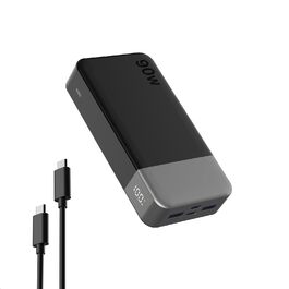Потужний павербанк NOBIS 20000mAh 90W з підтримкою швидкої зарядки, 4 порти USB-C/USB-A для ноутбуків Dell, Lenovo, Steam Deck та смартфонів Samsung Galaxy, чорний