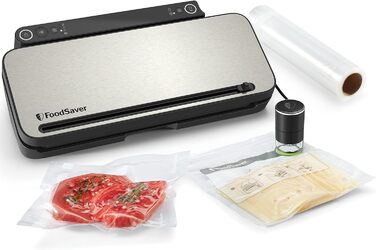 Система вакуумного пакування продуктів FoodSaver VS3190X | Набір для вакуумування з ручним пристроєм, роликом, пакетами