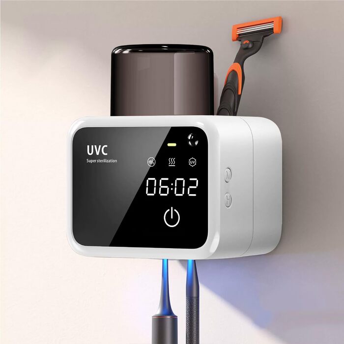 Утримувач для зубних щіток Maxspace з UV-стерилізатором, сушкою та таймером (білий)