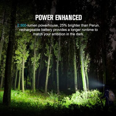 OLIGHT Perun 2 Headlamp 2500 Lumens, 166 Meter Beam Distance, USB Rechargeable LED Flashlight 5 Modes Headlamp with Timer Function, Custom Battery for Running, Jogging, Fishing, Camping (Blue)