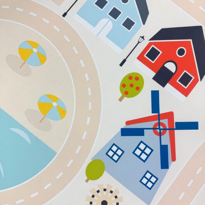 Дитячий килим Teppich-Traum з міською картиною, сірий, 80x150 см (прямокутний, бежевий)