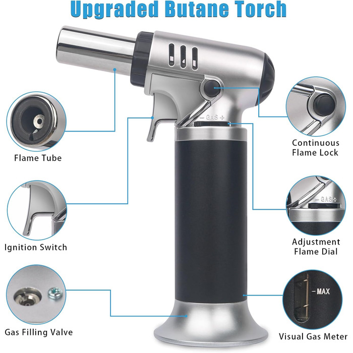 Кулінарний газовий пальник-фламбе Bunsen для кухні та кемпінгу з замком безпеки, для десертів та випічки