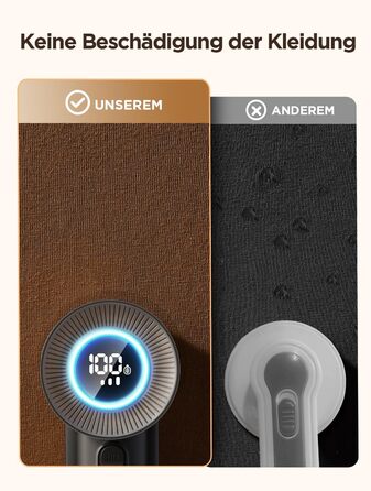 Електричний видальник ворсу 2-в-1 з трьома швидкостями для всіх тканин, з цифровим дисплеєм, 3 леза, USB-C кабель (білий/чорний)