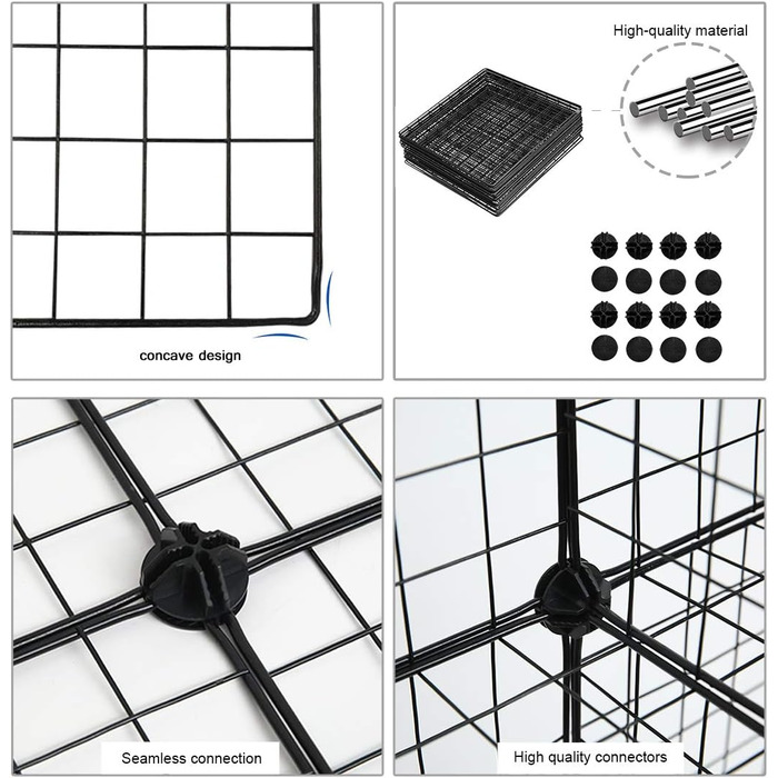 C&AHOME Wire Cube Storage, 6 - Metal Cube Organizer with C-Grid, Modular Shelving Units, Storage Container Shelves, Closet Organizer, 93.5 cm L x 31.8 cm W x 93.5 cm H, Black