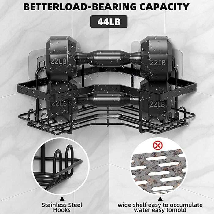 Набір полиць для душу без свердління, 5 шт. Органайзер для ванної кімнати, полиці для душу з нержавіючої сталі, велика місткість, корзинка для душу, тримач для шампуню та гелю для душу для ванної кімнати та кухні (2 прямокутні + 2 контейнери + 1 для зубни