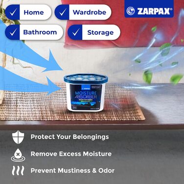 ZARPAX осушувач повітря з активованим вугіллям 300 г, поглинач вологи та запахів для ванної, шафи, кухні, 4 шт.