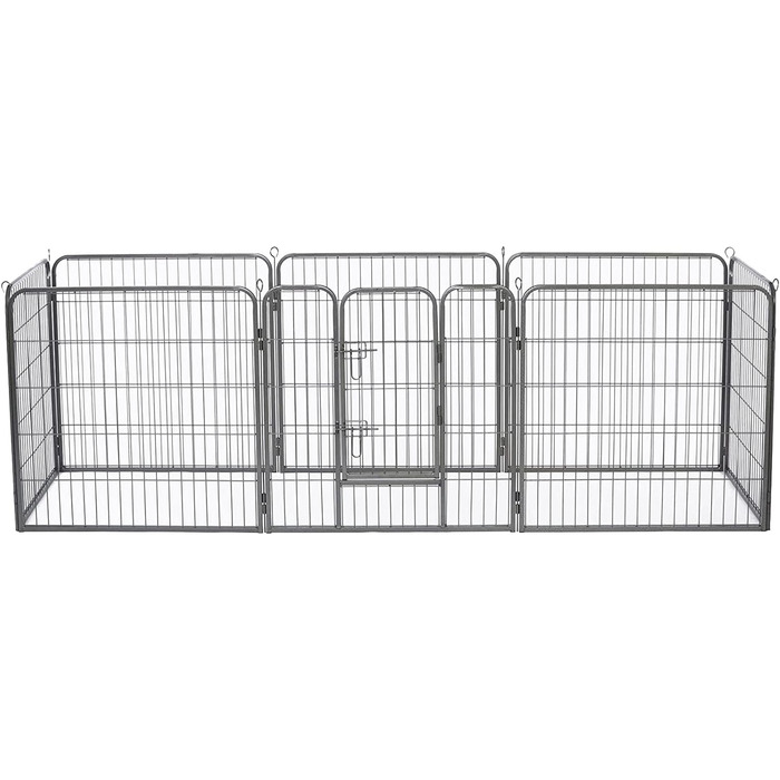 Клітка для цуценят та дрібних тварин Lionto, 80x80 см, розширювана, з дверцятами та засувом, для дому та саду, 8 елементів