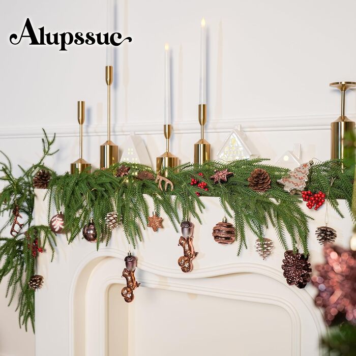 Набір прикрас на ялинку Alupssuc: 96 шт, білки, міцні золоті пластикові кулі, антична бронза