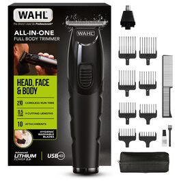 Триммер WAHL All in One для волосся, бороди, вух, носа та тіла. Акумуляторний, мийні насадки, 0.5-25 мм, 210 хв роботи