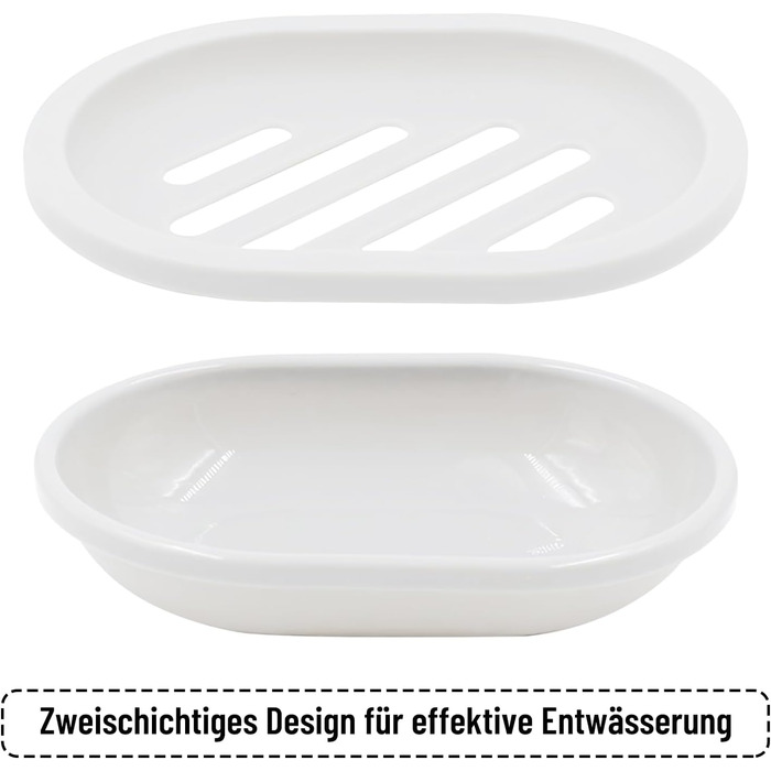 Двошарова мильниця AstraLoom 2 шт., пластикова, самостійно спорожняється, антипригарне покриття - для ванної/кухні/губки (білий)