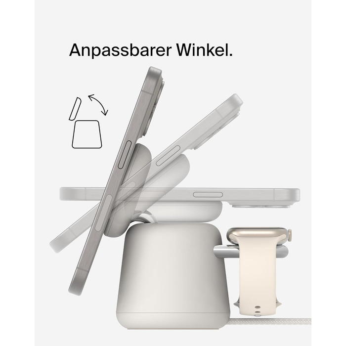 Belkin BoostCharge Pro 2-в-1: Бездротова зарядка Qi2 15W MagSafe для iPhone, Apple Watch, AirPods – Пісочний колір