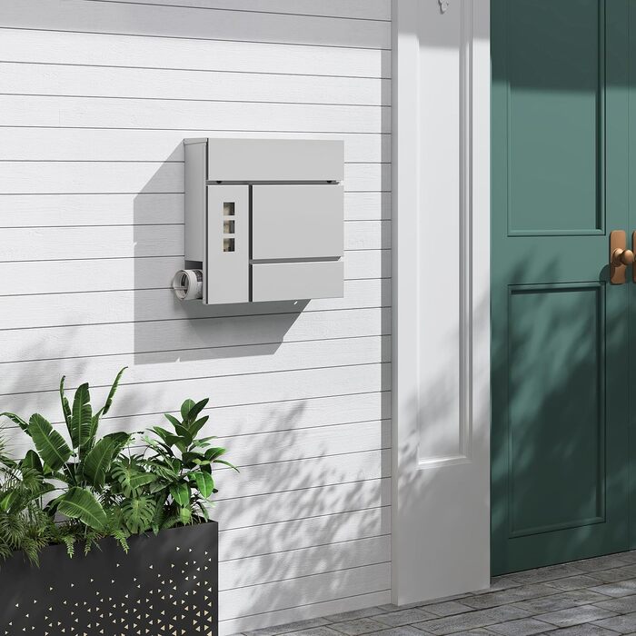 Поштовий ящик WOLTU XXL з відділенням для преси, захистом від реклами, оглядовим вікном, замком (2 ключі), антрацит (сірий) 37x37x10.5 см